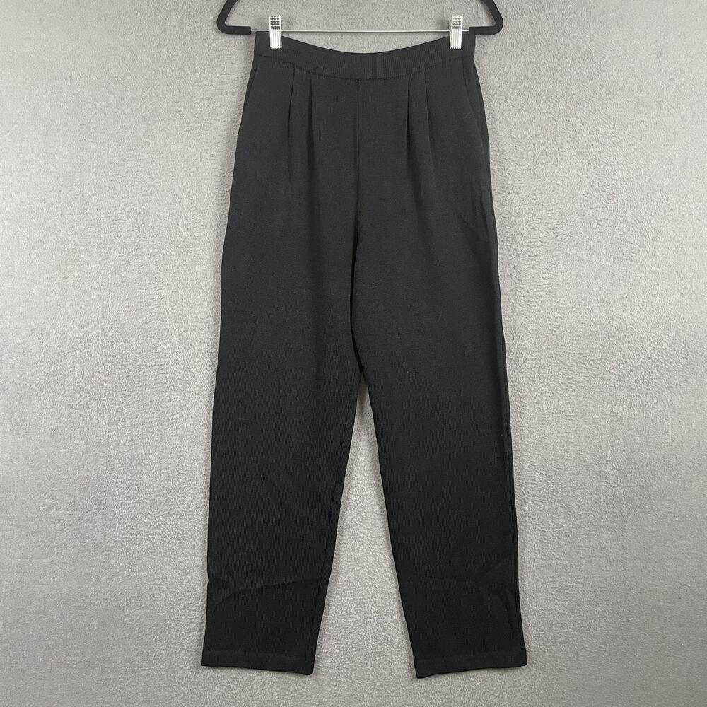 St John Basics Pants Womens 4 Black Knit High Waist Pull On Career Classic